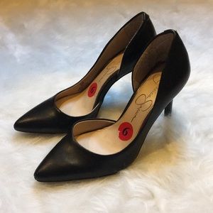 Jessica Simpson Claudette Black Leather Pumps